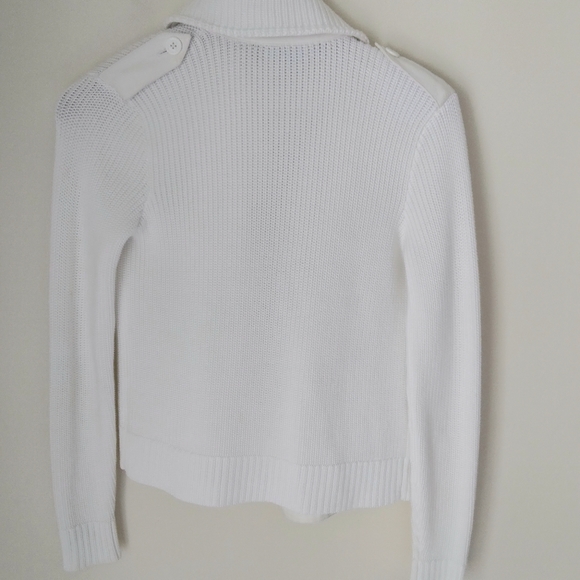 Ralph Lauren Black Label Leather Trimmed Knit Cardigan Size S - Picture 13 of 14